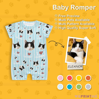 WEPRINTMEBaby SuitCustom Pet Face and Name Stripe Baby Romper