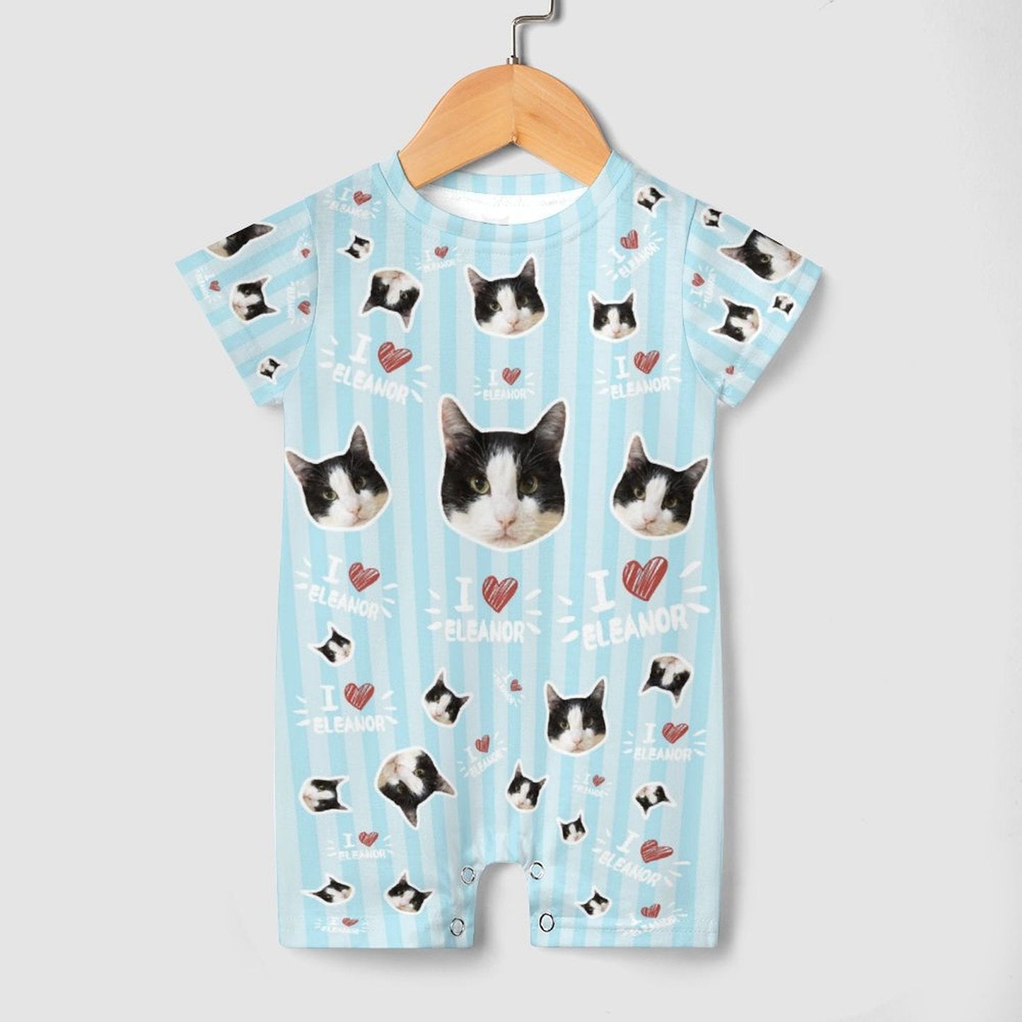 WEPRINTMEBaby SuitCustom Pet Face and Name Stripe Baby Romper