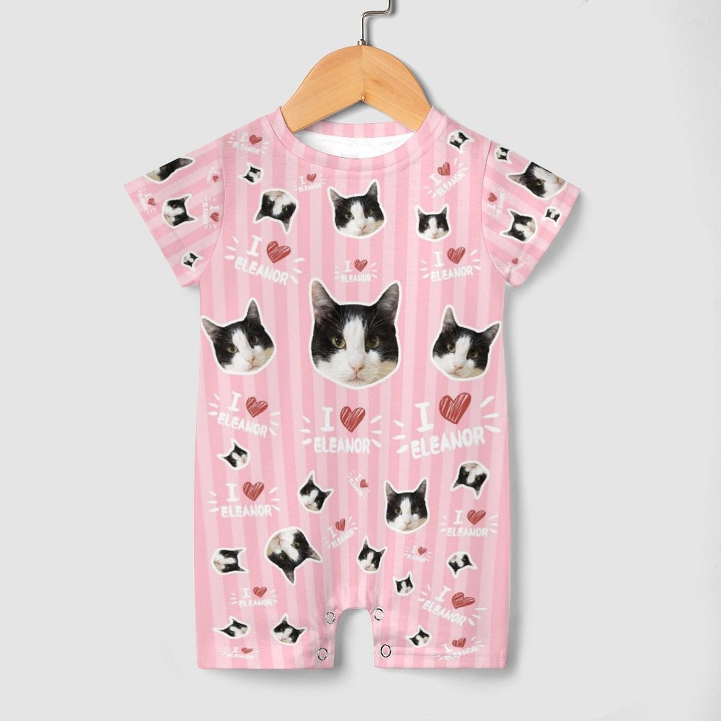 WEPRINTMEBaby SuitCustom Pet Face and Name Stripe Baby Romper