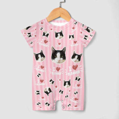 WEPRINTMEBaby SuitCustom Pet Face and Name Stripe Baby Romper