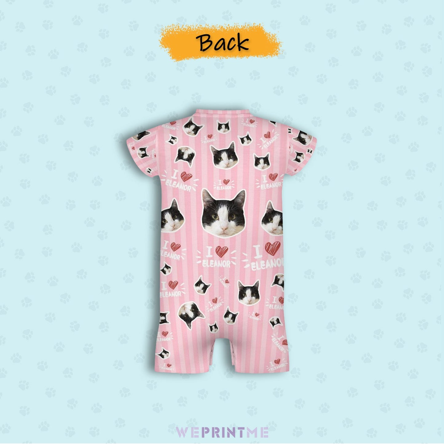 WEPRINTMEBaby SuitCustom Pet Face and Name Stripe Baby Romper