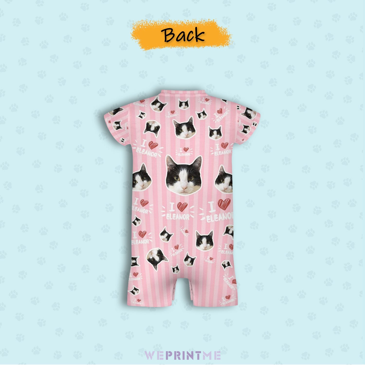 WEPRINTMEBaby SuitCustom Pet Face and Name Stripe Baby Romper