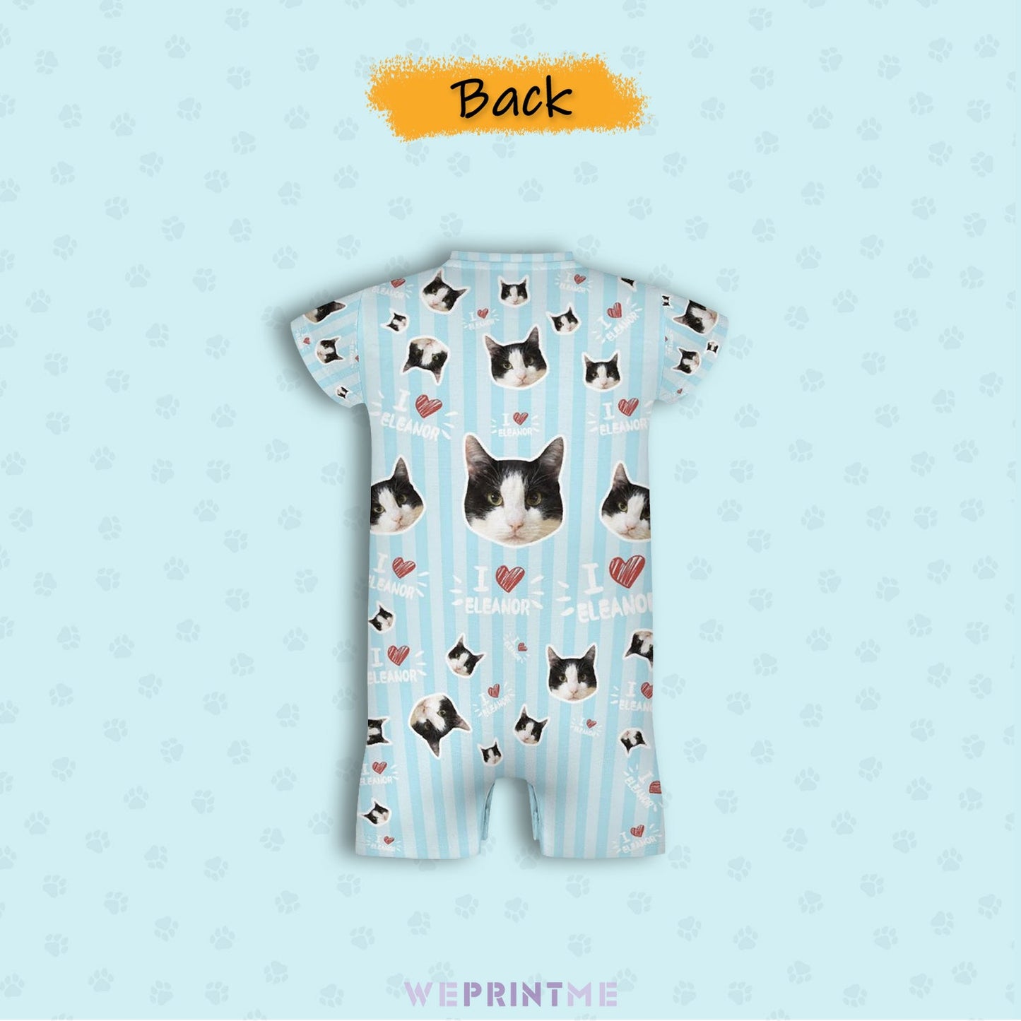 WEPRINTMEBaby SuitCustom Pet Face and Name Stripe Baby Romper