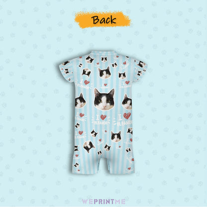 WEPRINTMEBaby SuitCustom Pet Face and Name Stripe Baby Romper