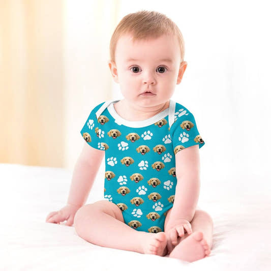 WePrintMeBaby SuitCustom Pet Face Baby Climbing Suit