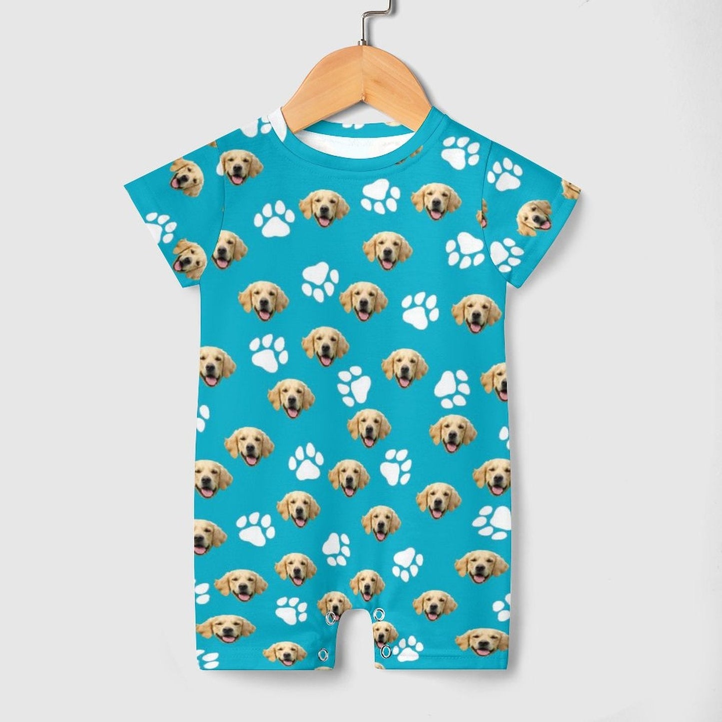 WEPRINTMEBaby SuitCustom Pet Face Baby Short Sleeve Romper