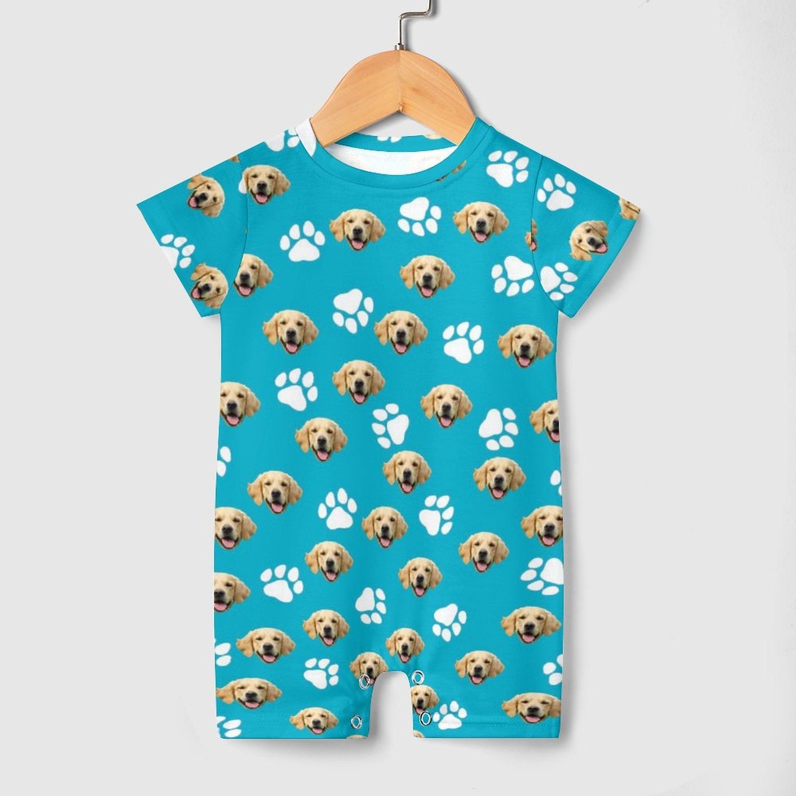 WEPRINTMEBaby SuitCustom Pet Face Baby Short Sleeve Romper