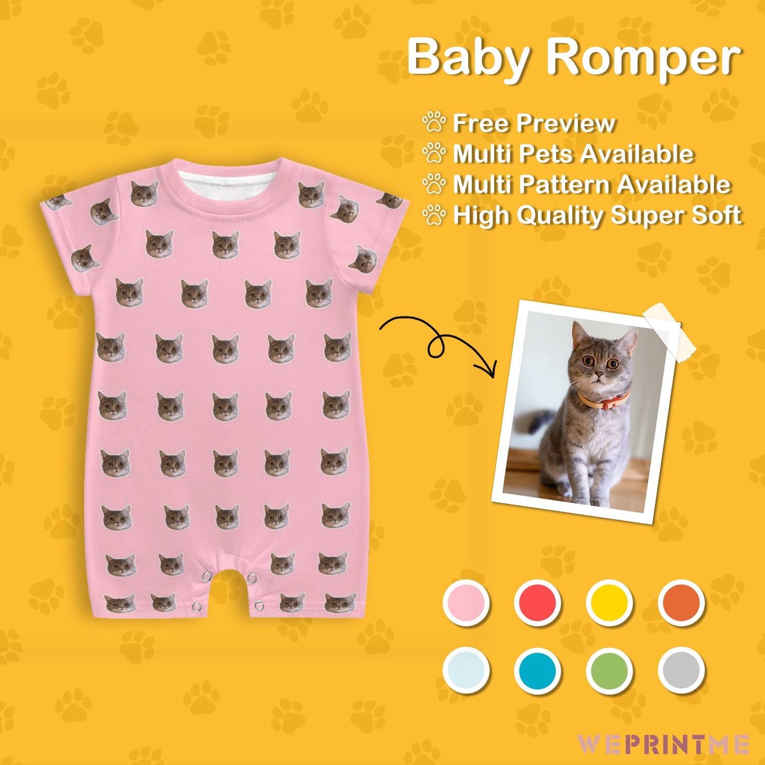 WEPRINTMEBaby SuitCustom Pet Face Lovely Baby Romper