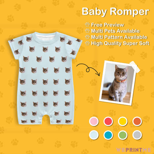 WePrintMeBaby SuitCustom Pet Face Lovely Baby Romper
