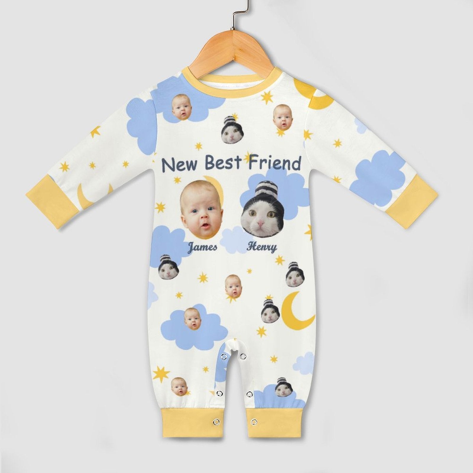 WEPRINTMEBaby SuitCustom Pet Face New Best Friend Long Sleeve Romper