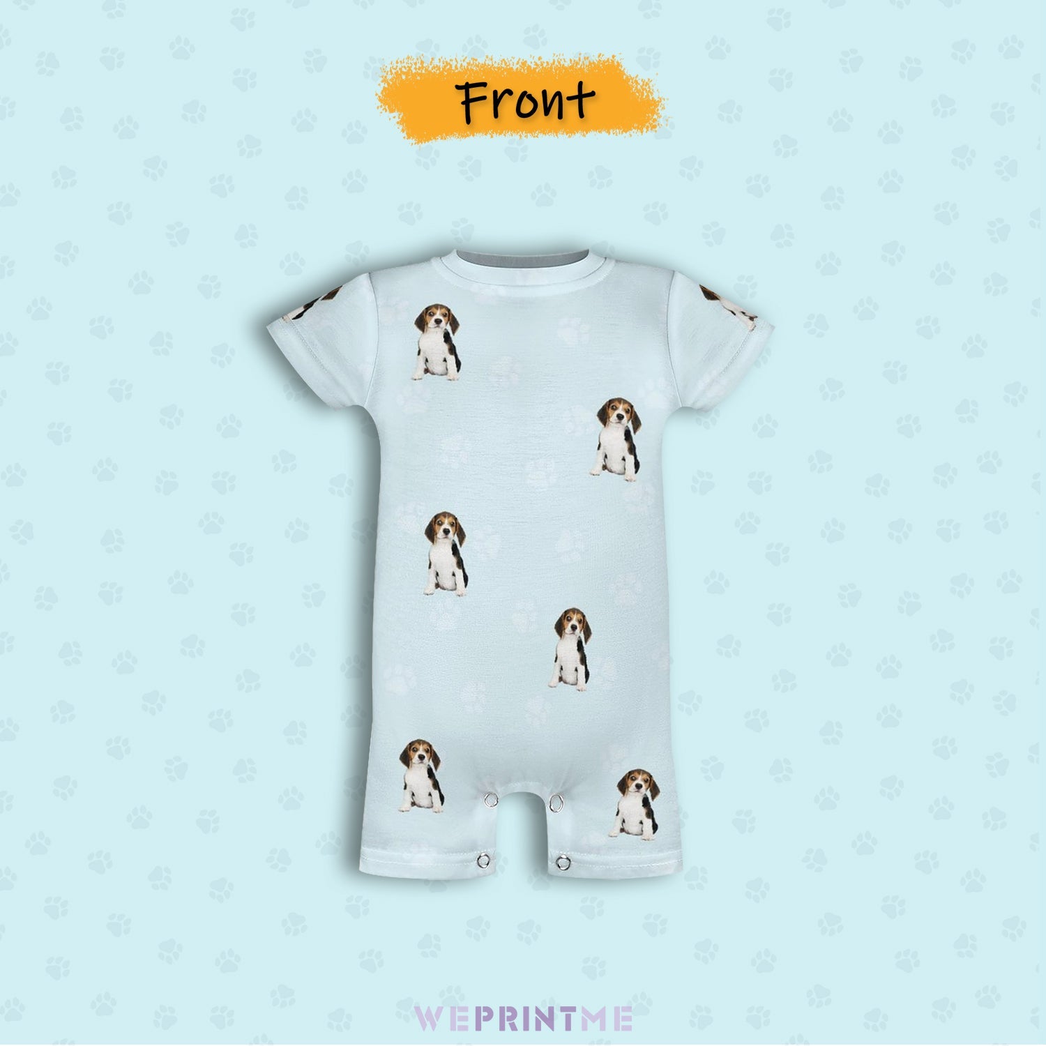 WEPRINTMEBaby SuitCustom Pet Face Pets and Paws Baby Romper