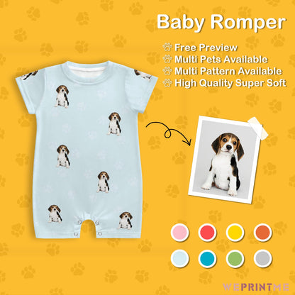 WEPRINTMEBaby SuitCustom Pet Face Pets and Paws Baby Romper