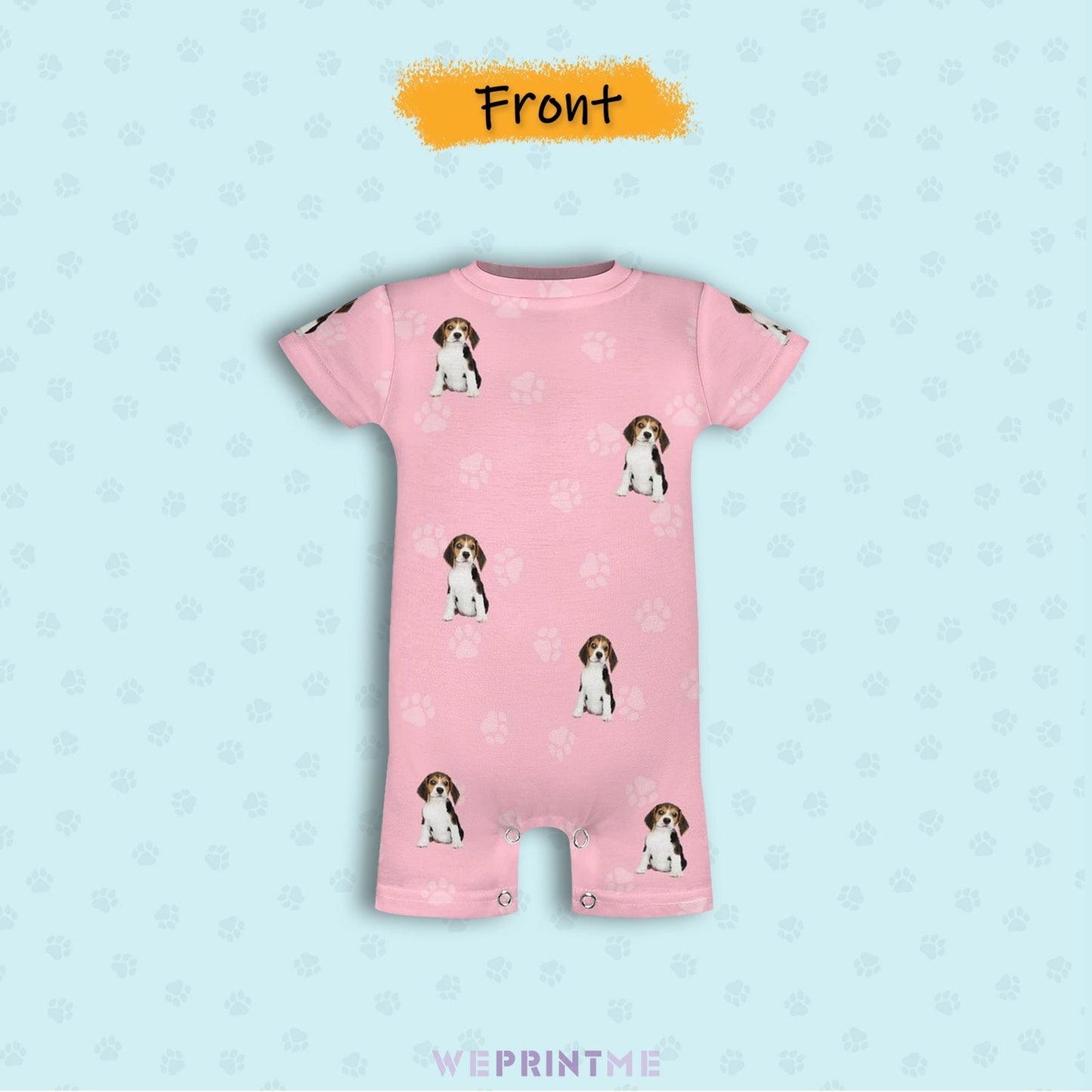 WEPRINTMEBaby SuitCustom Pet Face Pets and Paws Baby Romper