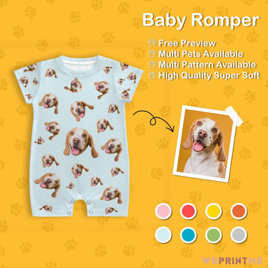 WePrintMeBaby SuitCustom Pet Face Pets Everywhere Baby Romper