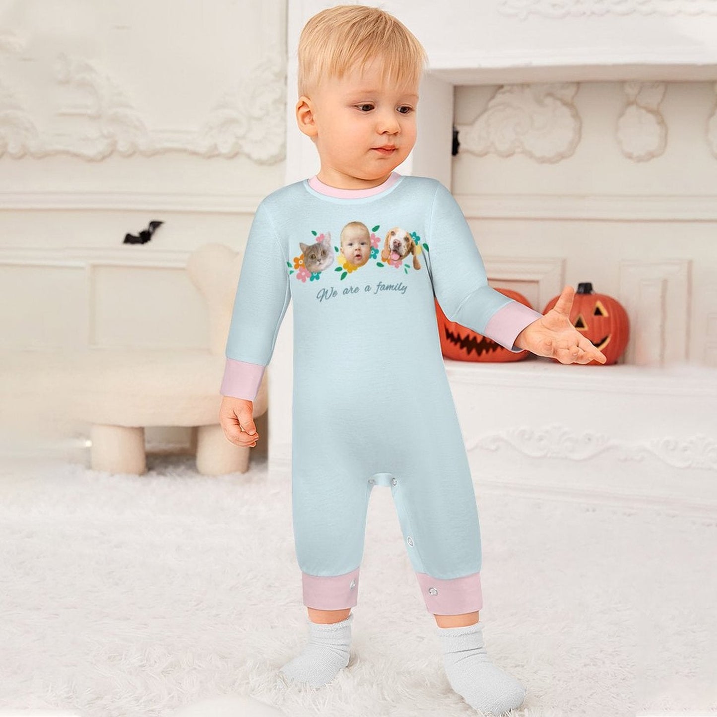 WEPRINTMEBaby SuitCustom Pet Face We are Family Long Sleeve Romper