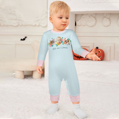 WEPRINTMEBaby SuitCustom Pet Face We are Family Long Sleeve Romper
