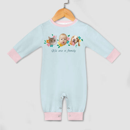 WEPRINTMEBaby SuitCustom Pet Face We are Family Long Sleeve Romper