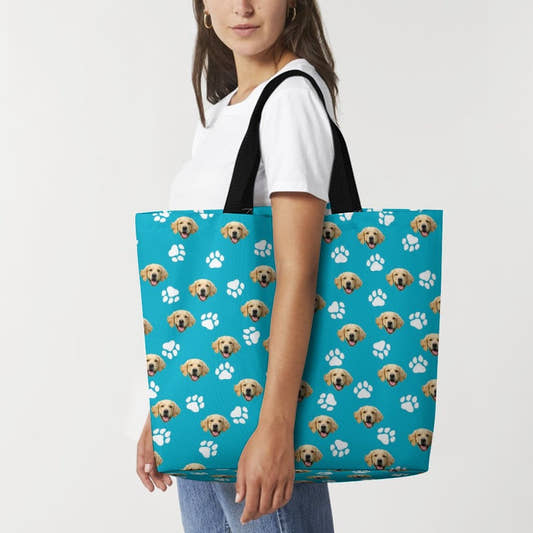 WePrintMeBagCustom Pet Face Large Shopping Bag