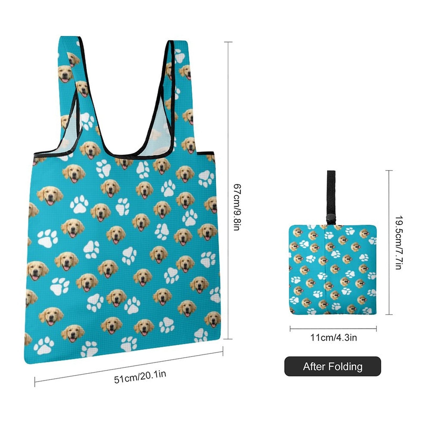 WEPRINTMEBagCustom Pet Face Lightweight foldable shopping bag