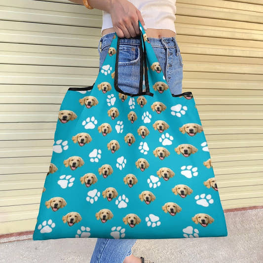 WePrintMeBagCustom Pet Face Lightweight foldable shopping bag