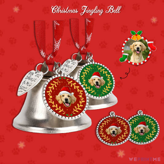 Personalized Pet Face Wreath Christmas Jingling Bell-WePrintMe-1