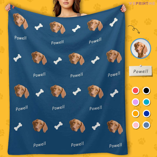 WEPRINTMEBlanketCustom Dog Face and Bone Fleece Blanket