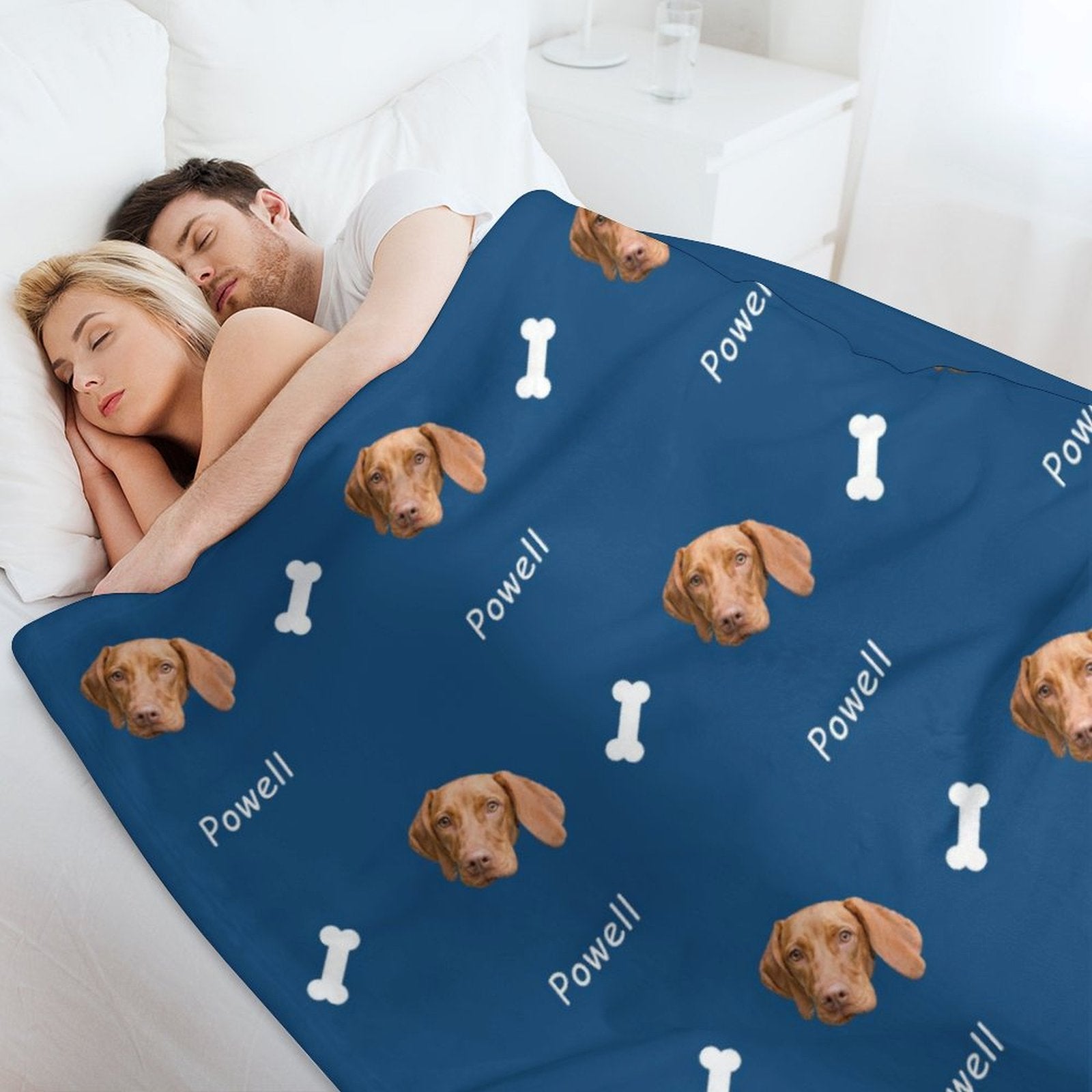 WEPRINTMEBlanketCustom Dog Face and Bone Fleece Blanket