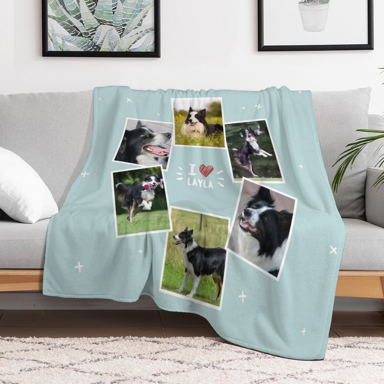 WEPRINTMEBlanketCustom Dog Face and Bone Fleece Blanket