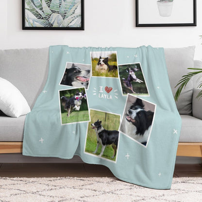 WEPRINTMEBlanketCustom Dog Face and Bone Fleece Blanket