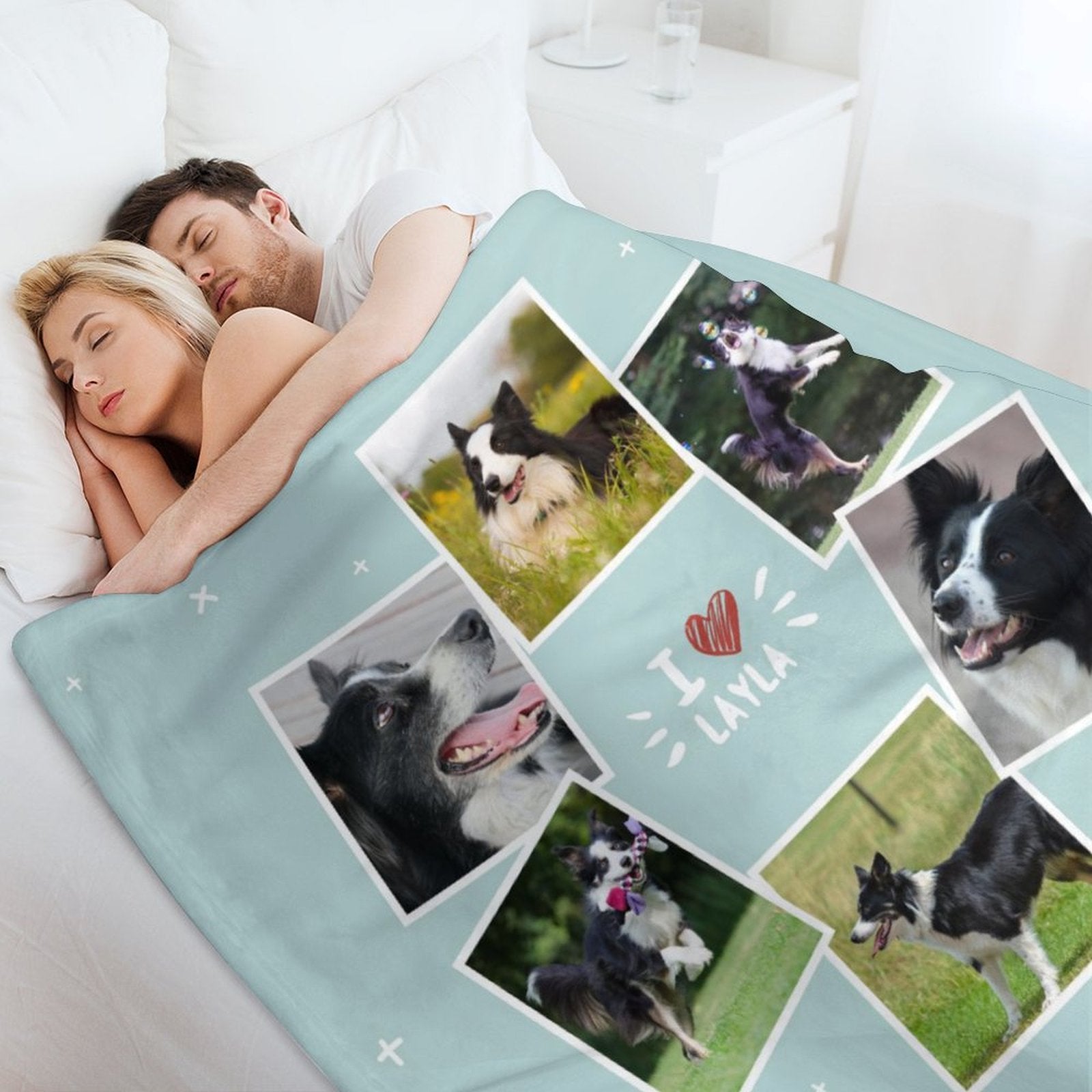 WEPRINTMEBlanketCustom Dog Face and Bone Fleece Blanket