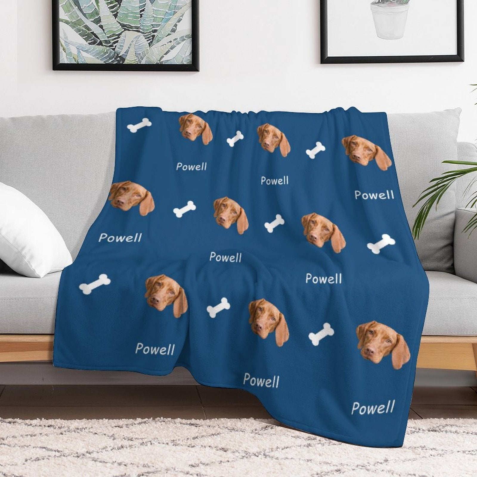 WEPRINTMEBlanketCustom Dog Face and Bone Fleece Blanket