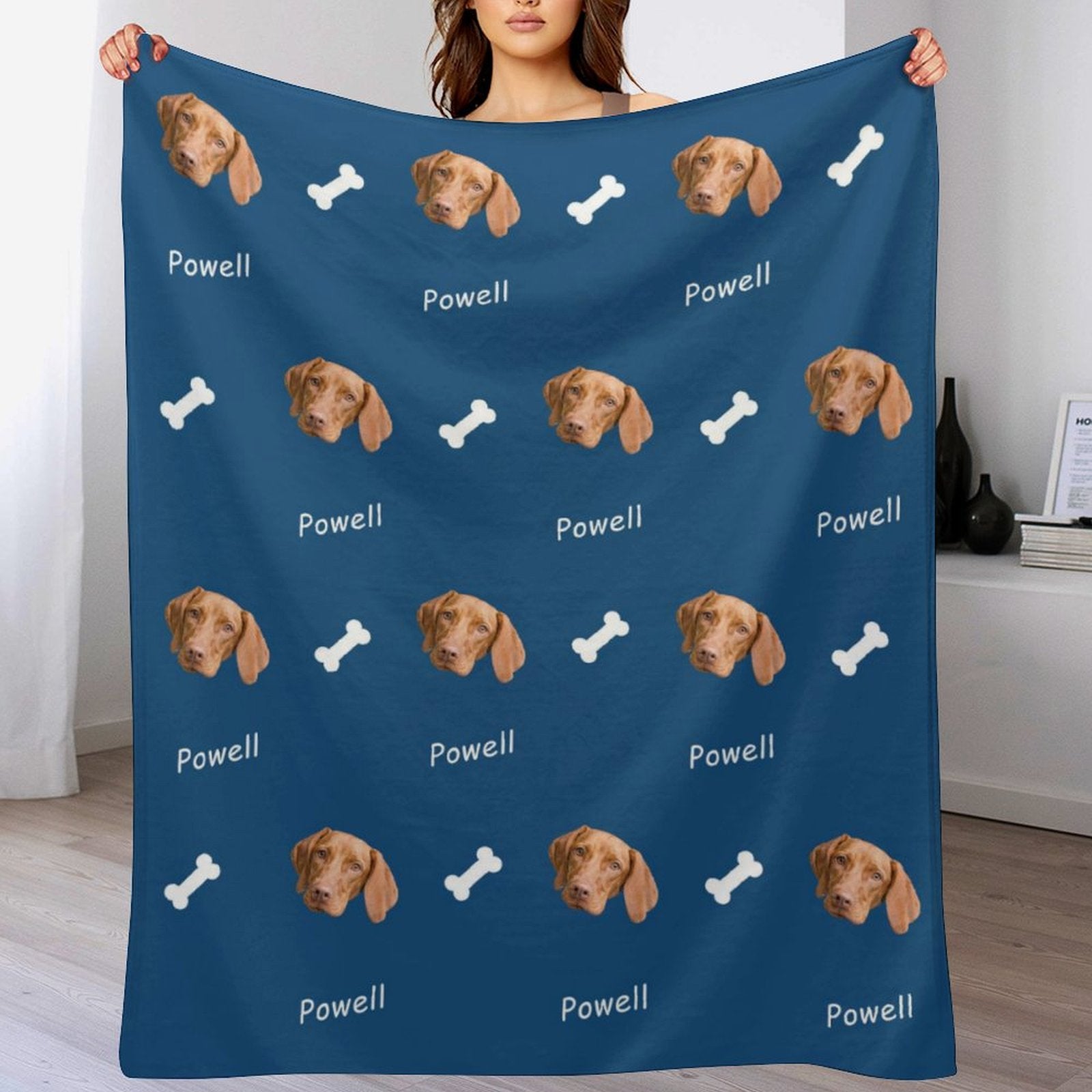 WEPRINTMEBlanketCustom Dog Face and Bone Fleece Blanket
