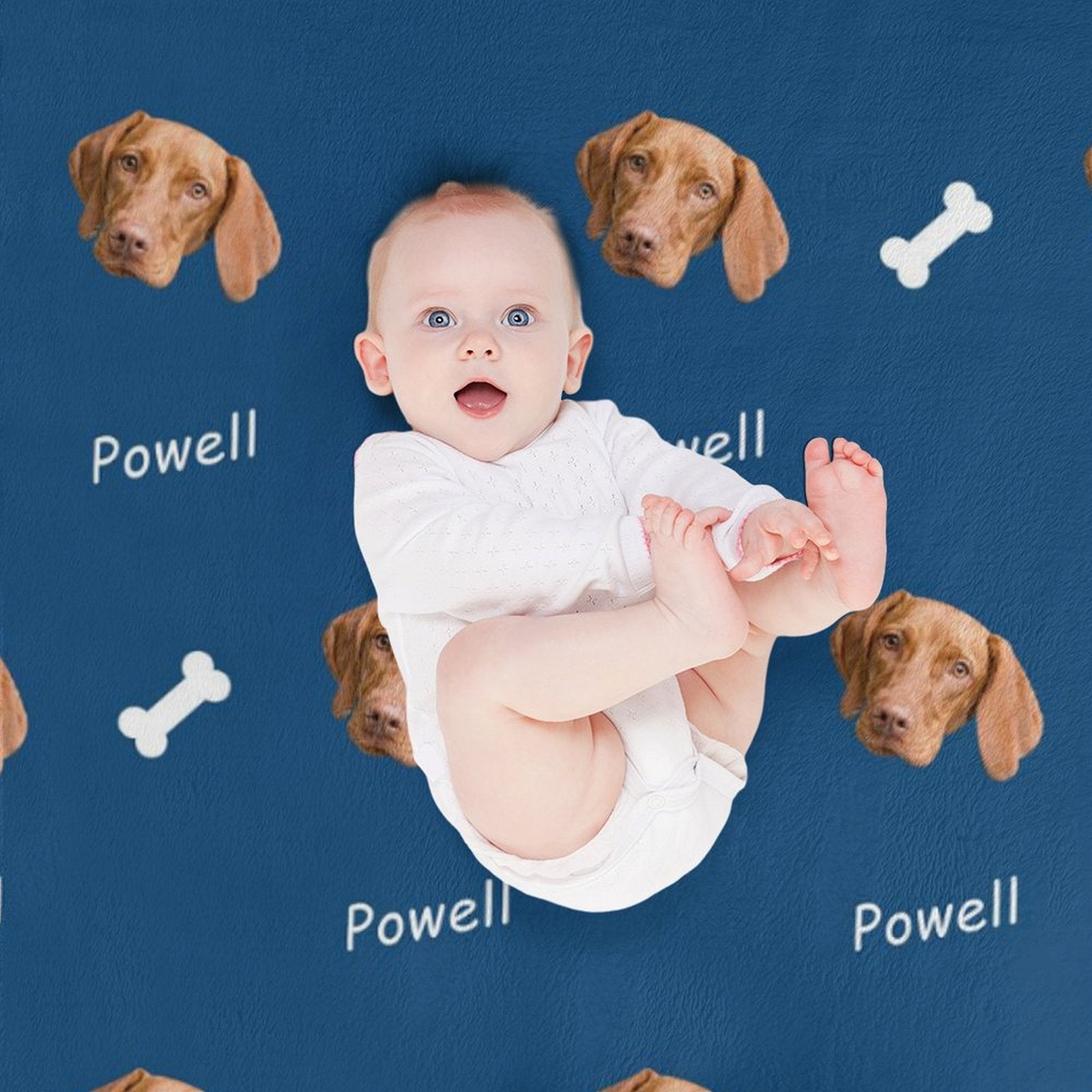 WEPRINTMEBlanketCustom Dog Face and Bone Fleece Blanket