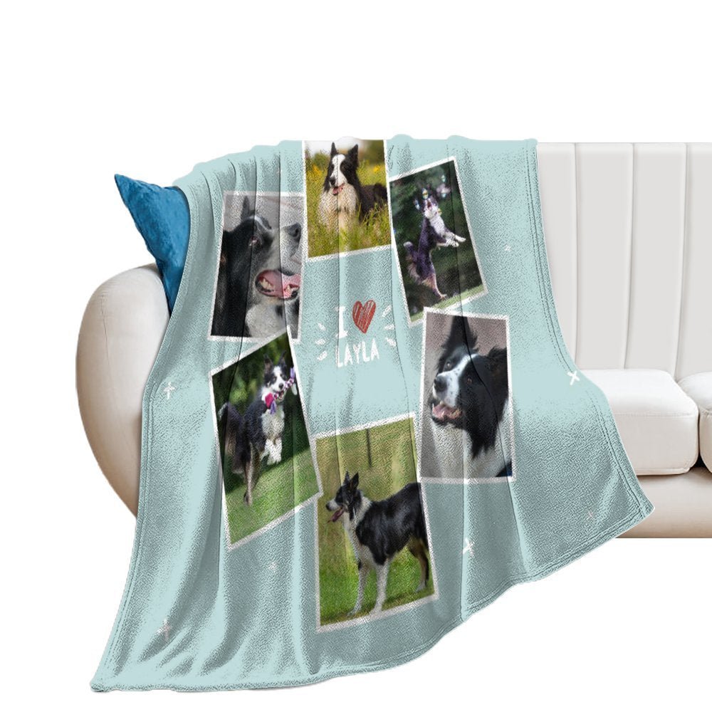 WEPRINTMEBlanketCustom Dog Face and Bone Fleece Blanket