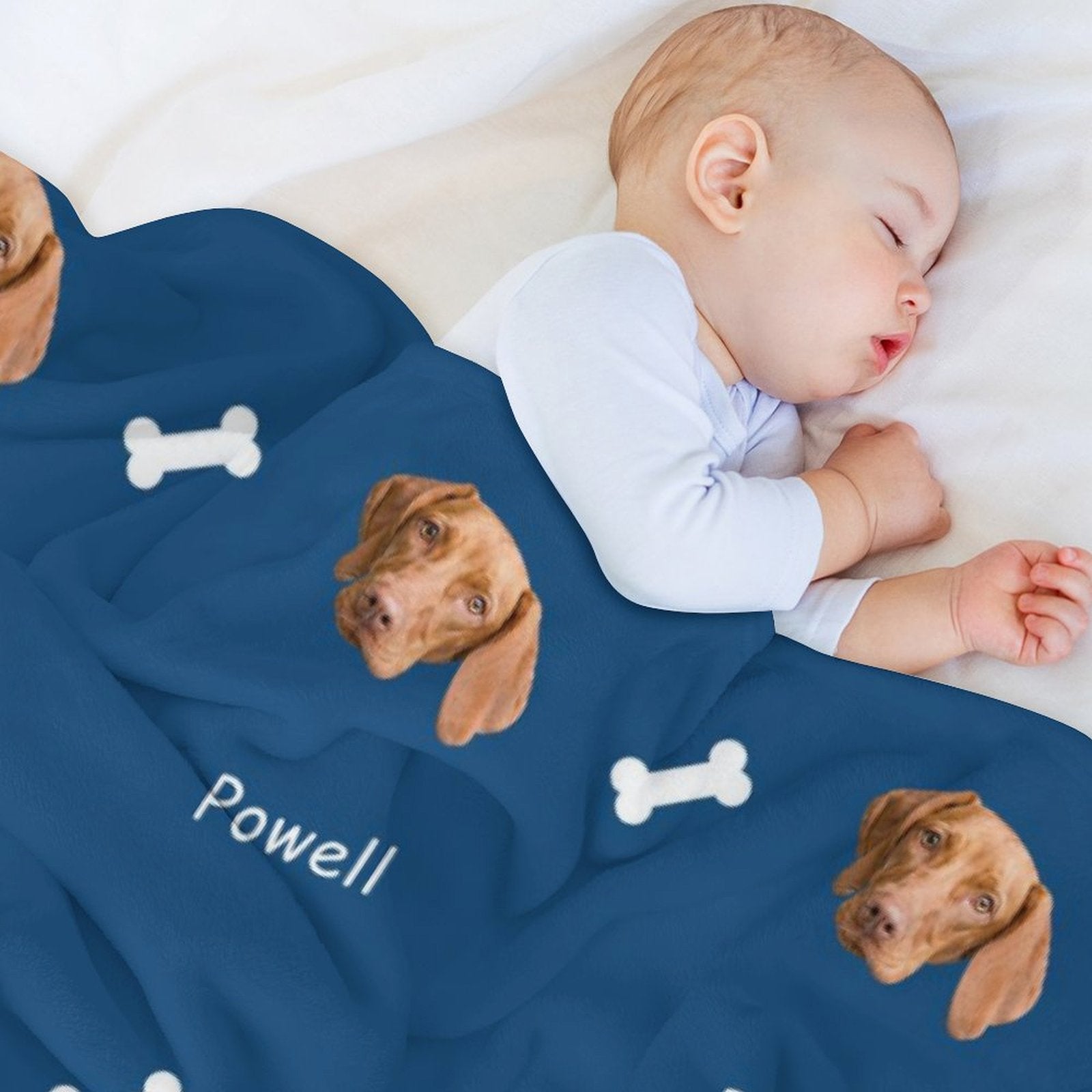 WEPRINTMEBlanketCustom Dog Face and Bone Fleece Blanket