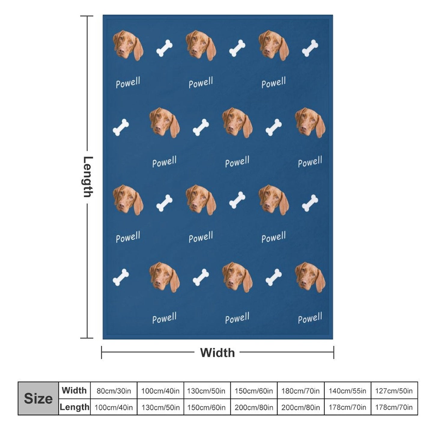 WEPRINTMEBlanketCustom Dog Face and Bone Fleece Blanket
