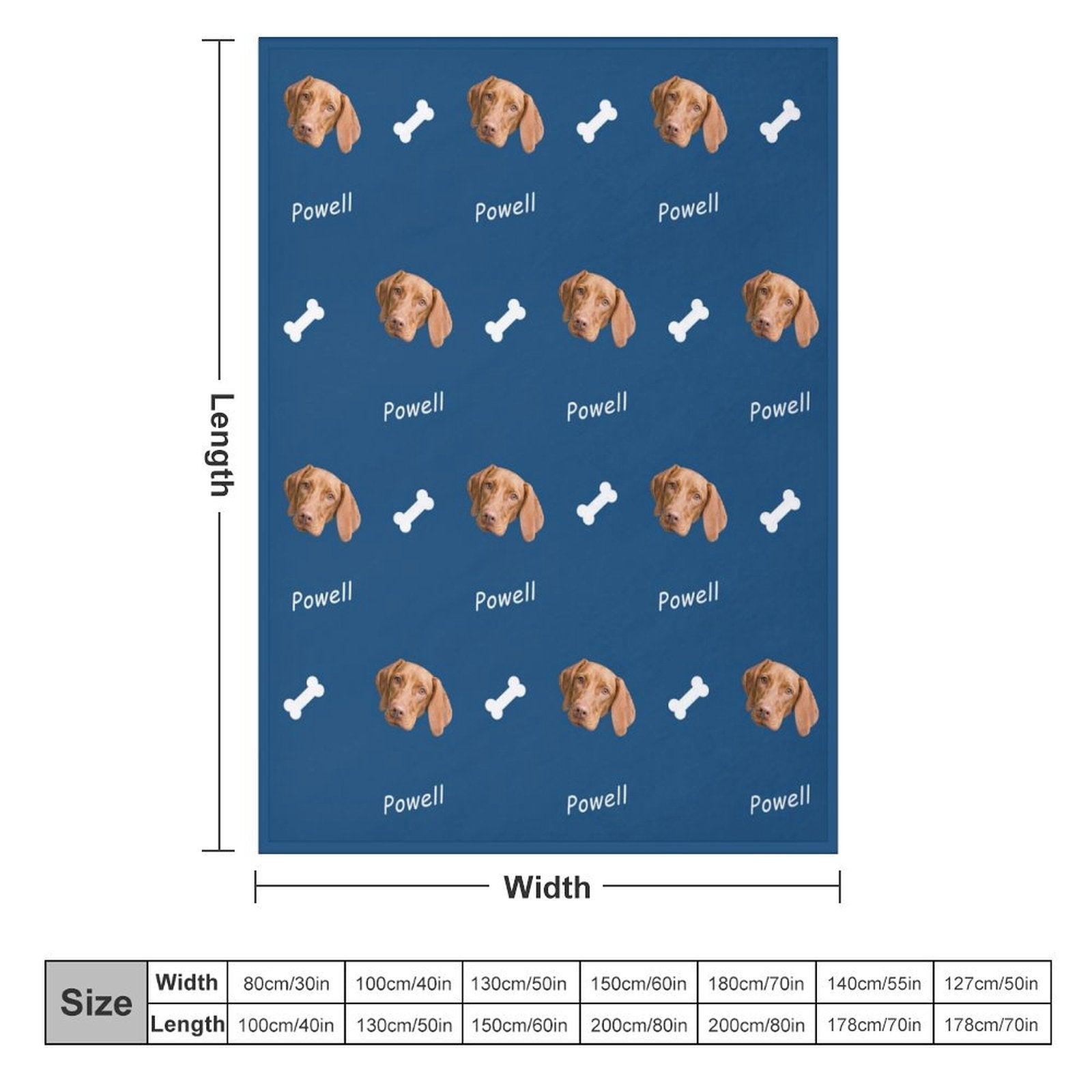 WEPRINTMEBlanketCustom Dog Face and Bone Fleece Blanket