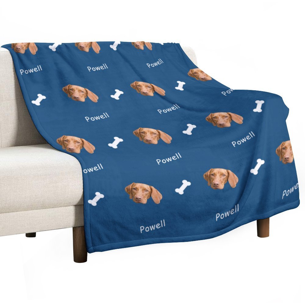 WEPRINTMEBlanketCustom Dog Face and Bone Fleece Blanket
