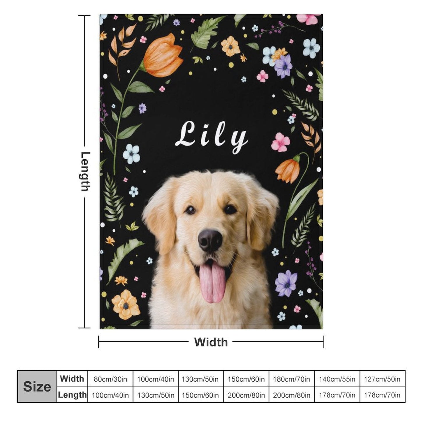 WEPRINTMEBlanketCustom Pet and Name Flower Fleece Blanket