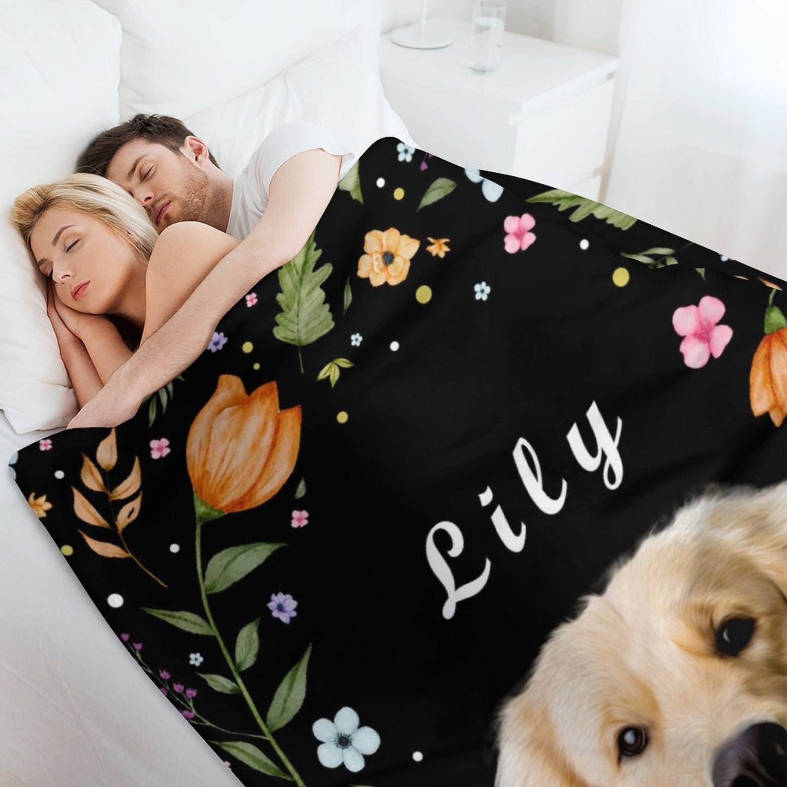 WEPRINTMEBlanketCustom Pet and Name Flower Fleece Blanket
