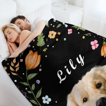 WEPRINTMEBlanketCustom Pet and Name Flower Fleece Blanket