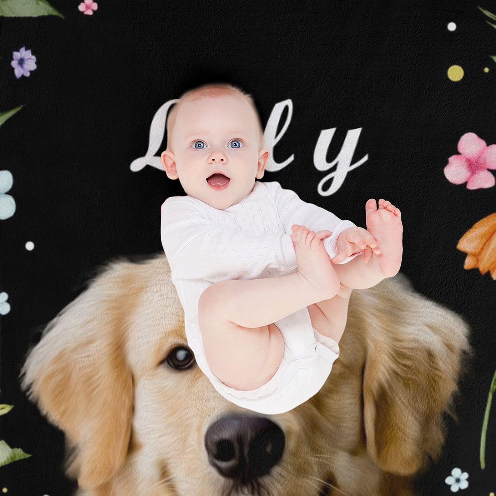WEPRINTMEBlanketCustom Pet and Name Flower Fleece Blanket