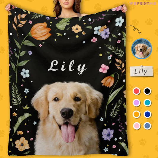 WePrintMeBlanketCustom Pet and Name Flower Fleece Blanket