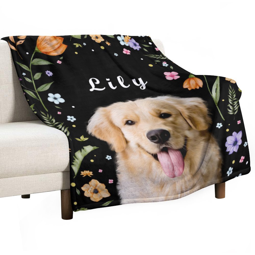 WEPRINTMEBlanketCustom Pet and Name Flower Fleece Blanket