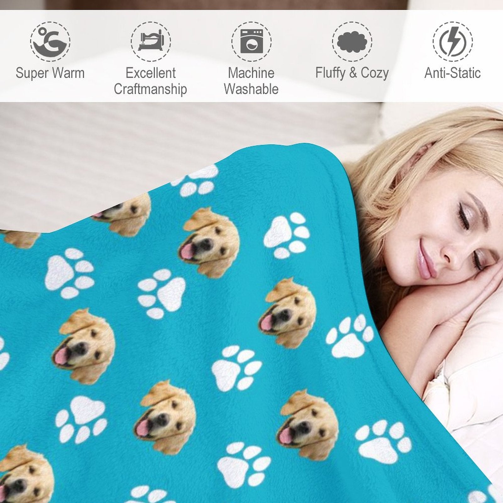WEPRINTMEBlanketCustom Pet Face Fleece Blanket