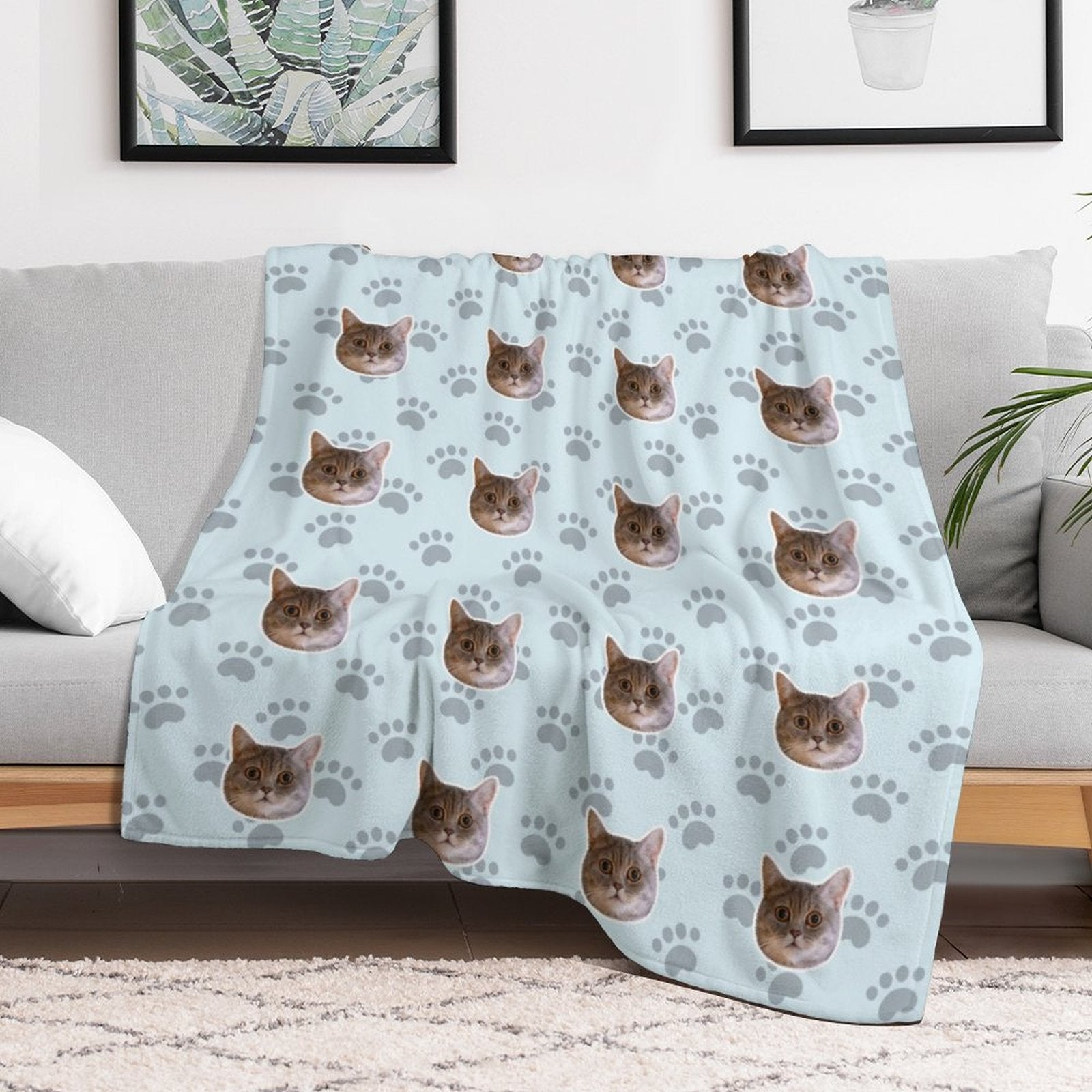 WEPRINTMEBlanketCustom Pet Face Paws Fleece Blanket