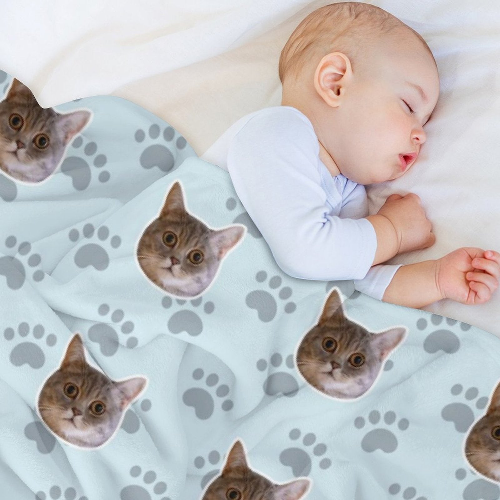 WEPRINTMEBlanketCustom Pet Face Paws Fleece Blanket