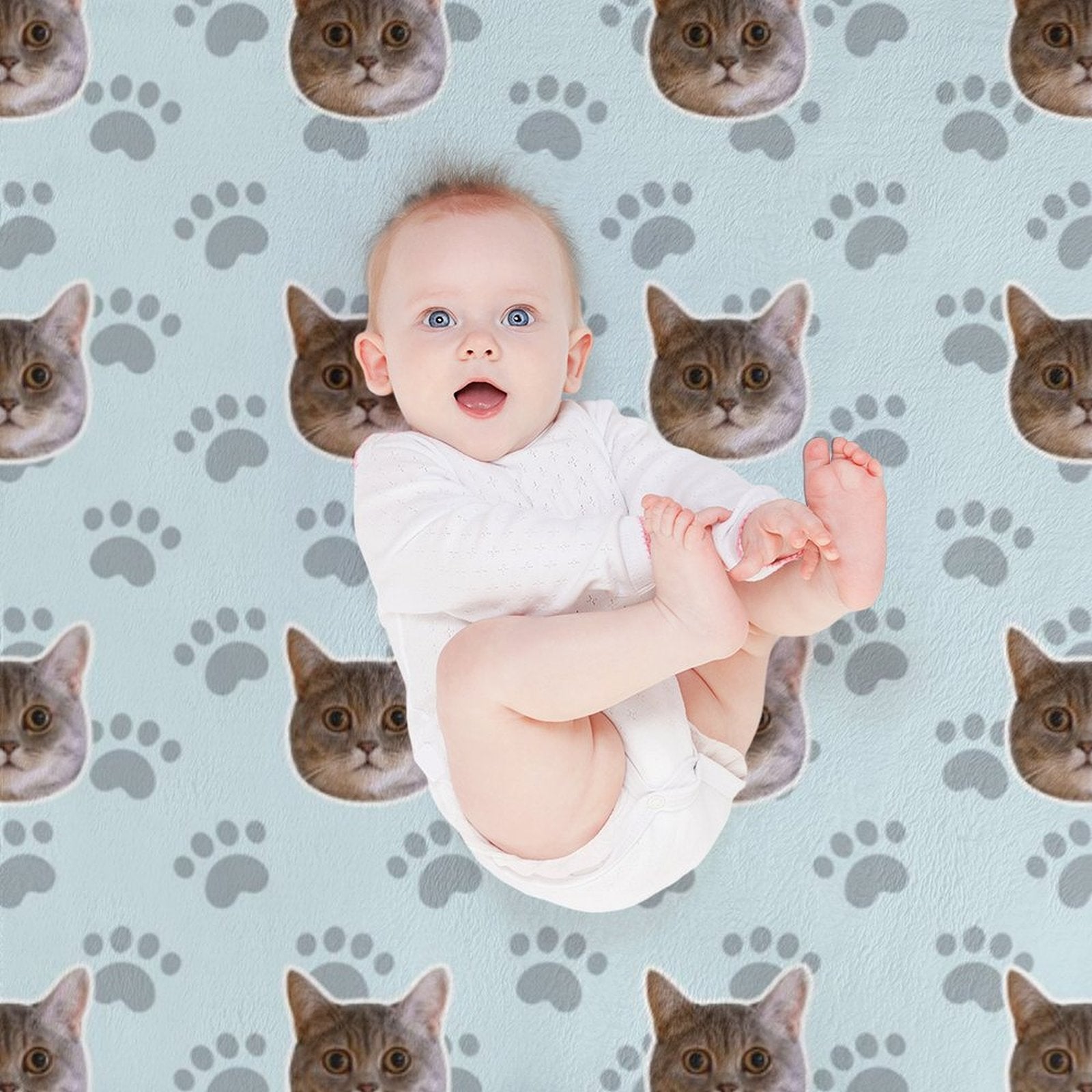 WEPRINTMEBlanketCustom Pet Face Paws Fleece Blanket