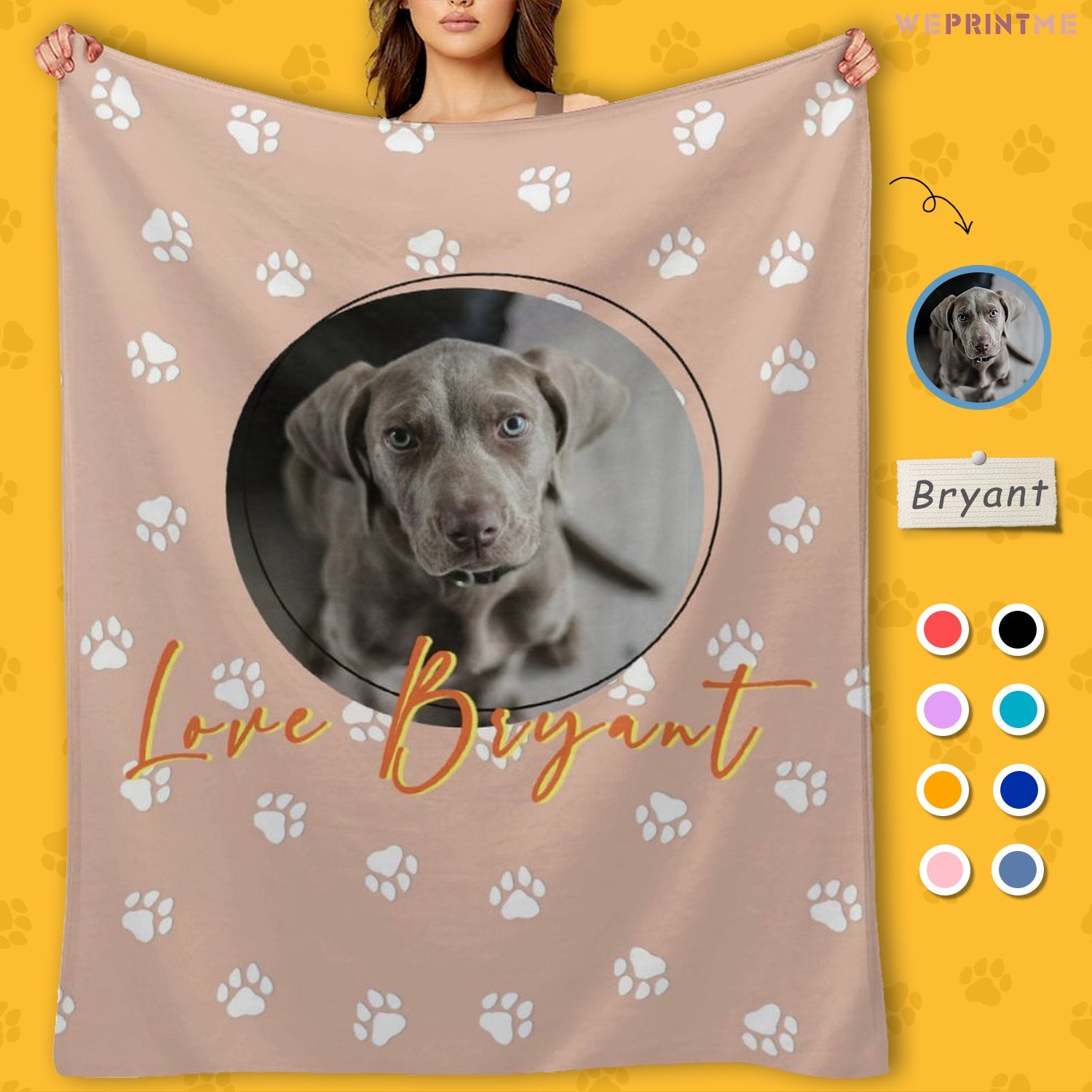 WEPRINTMEBlanketCustom Pet Photo and Name Fleece Blanket