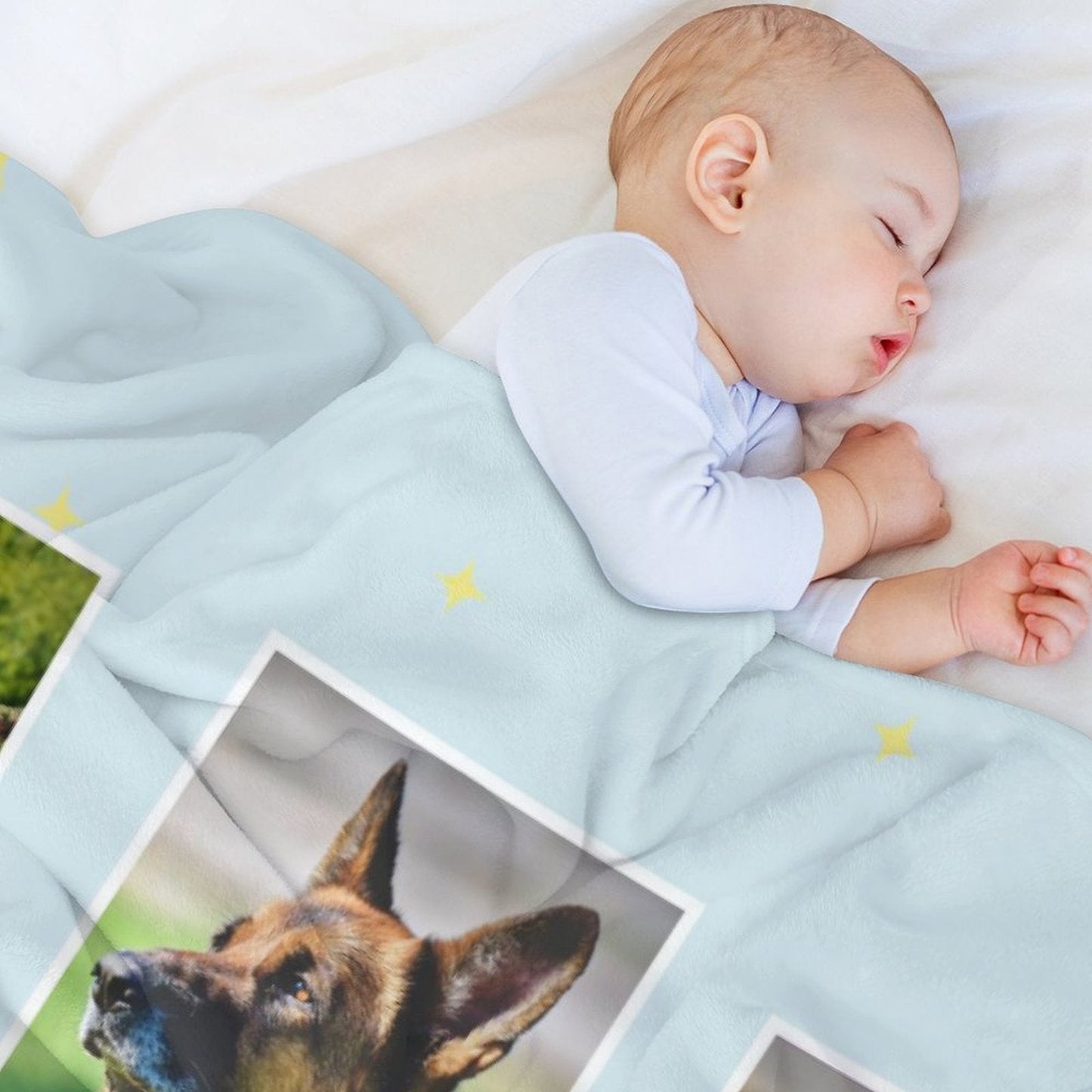 WEPRINTMEBlanketCustom Pet Photo Blue Stars Fleece Blanket